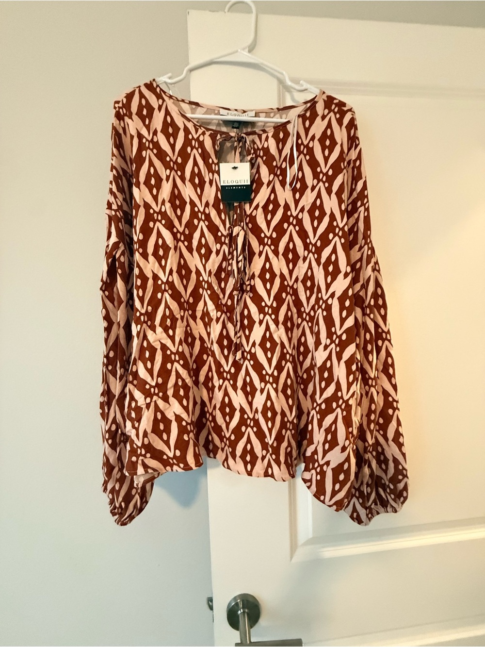 NWT Eloquii Elements Ikat Geometric Blouse Size 24 | Plus Size Boho Chic Retro🩷